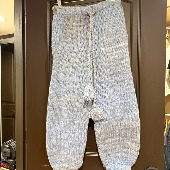 LoveShackFancy Heathered Light Blue V-Neck Tassel Knit Sweater - Picture 4 of 5